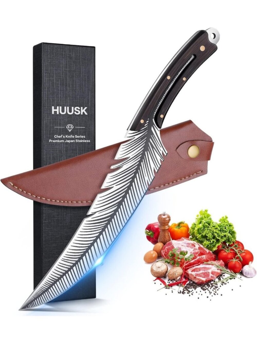Premium High Carbon Steel Boning Knife with Sheath - Precision Feather Knife